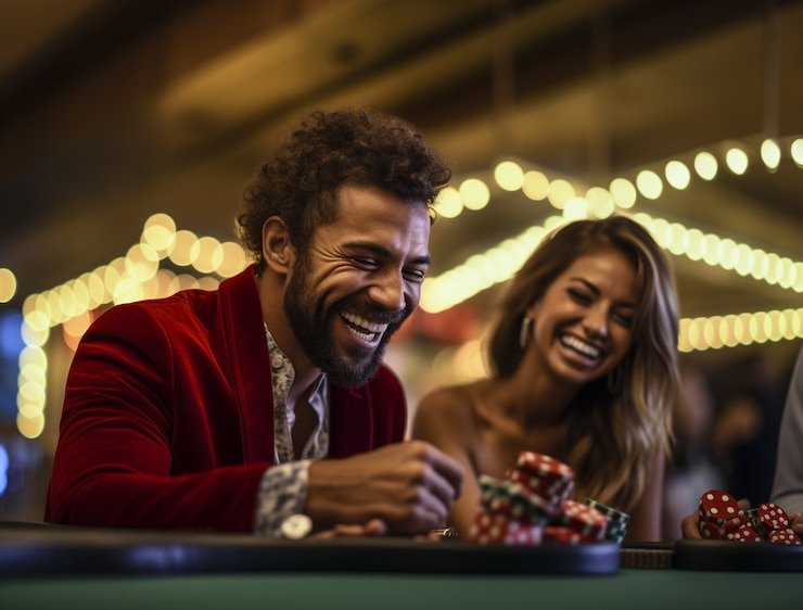 Live Baccarat table setup with dealer and card shoe